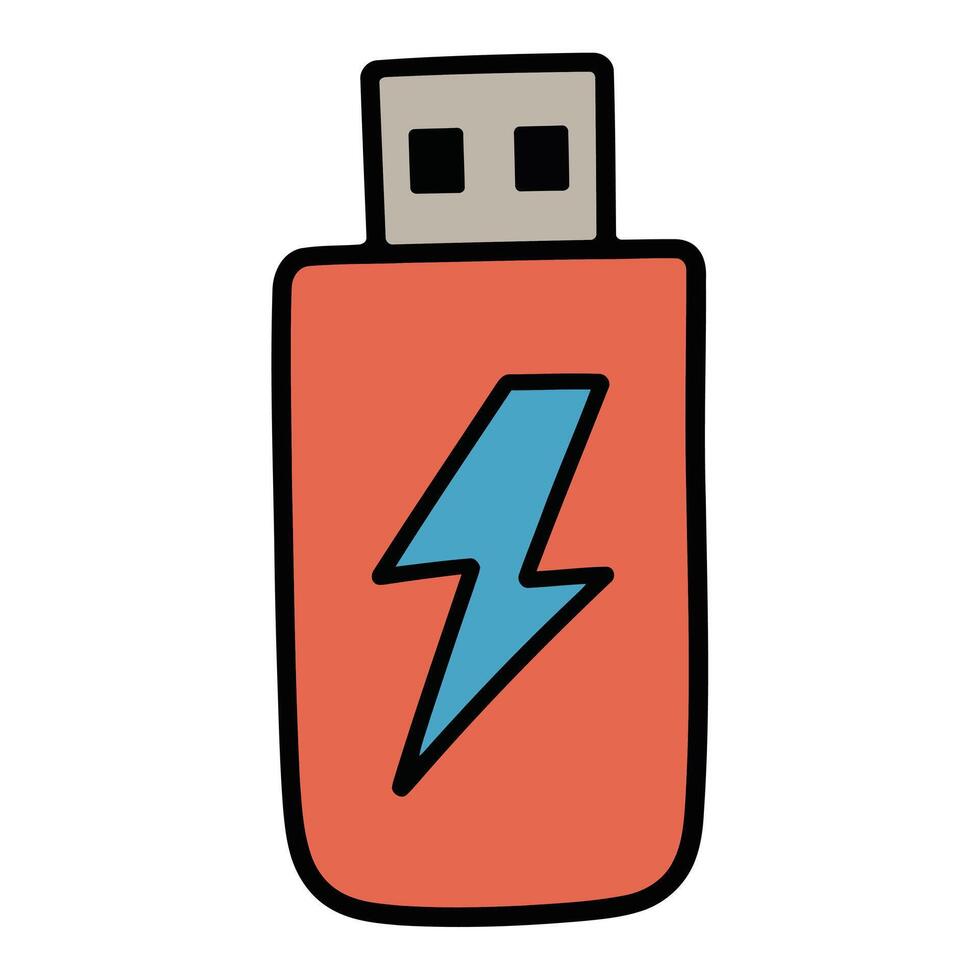 Flash drive with lightning bolt icon, symbolizing data transfer and speed vector