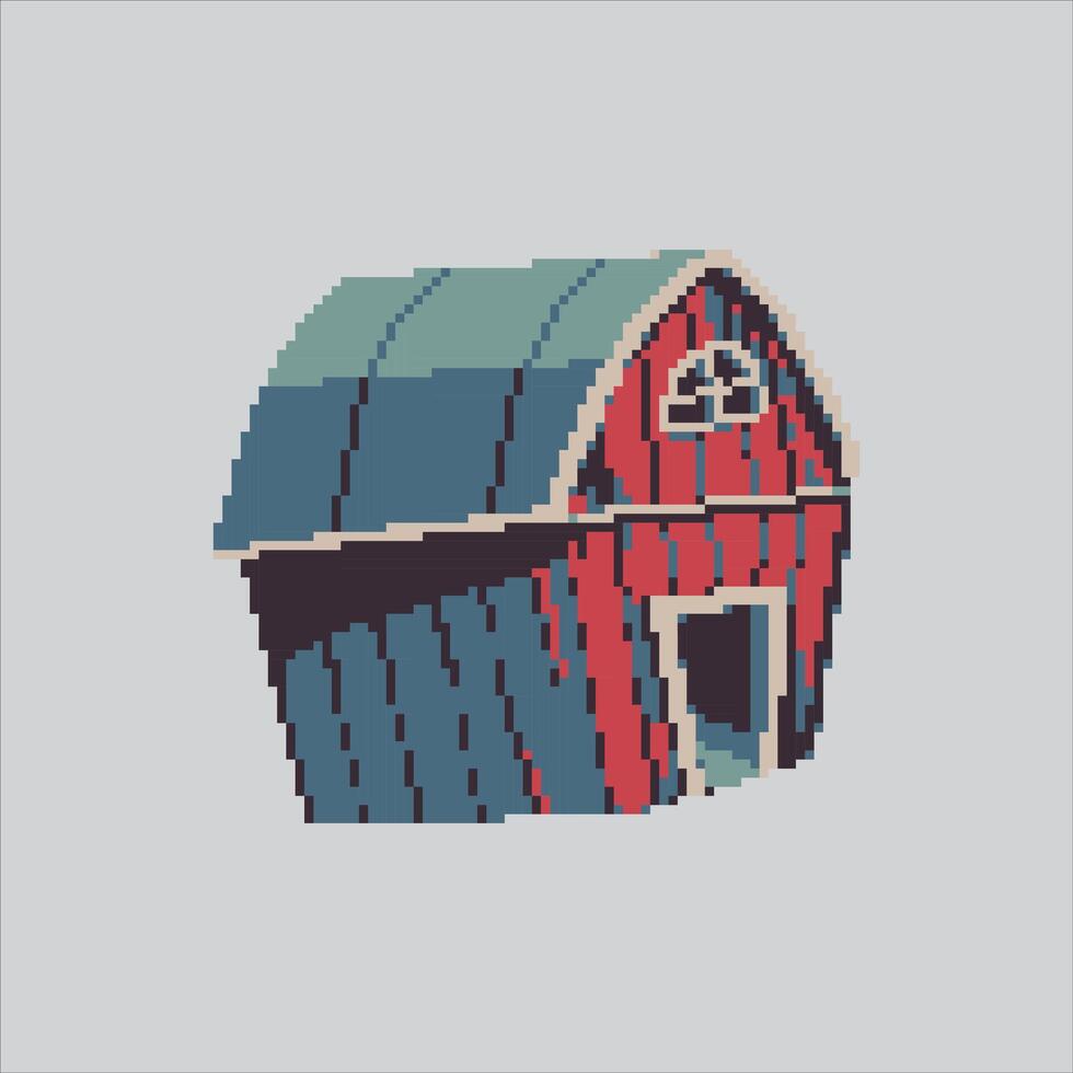 Pixel art illustration Red Barn. Pixelated Barn Building. Red Farm Barn Building Icon pixelated for the pixel art game and icon for website and game. old school retro. vector