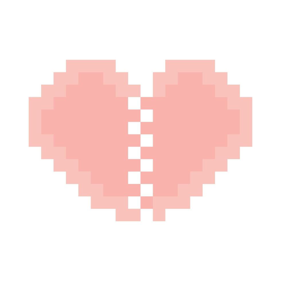 heart design split in half with pixel theme vector