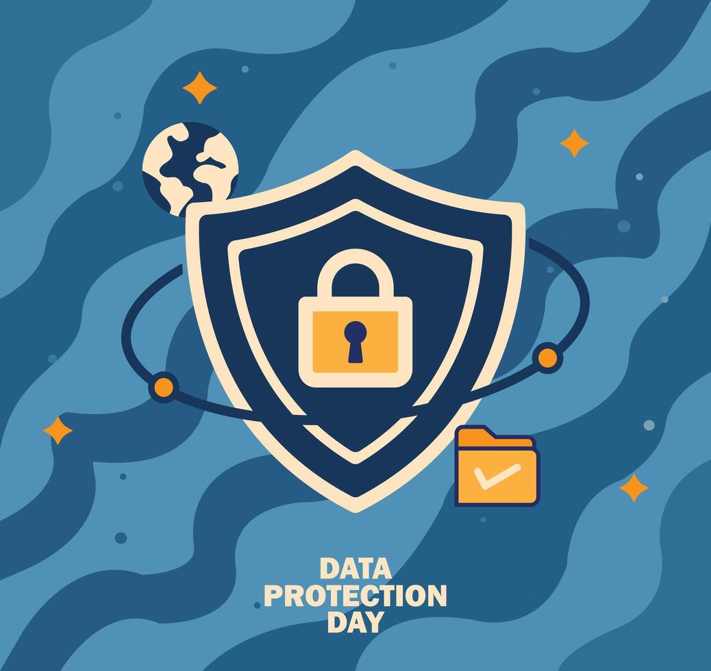 Data Protection Day Safeguarding Digital Privacy and Security. social network connection. vector