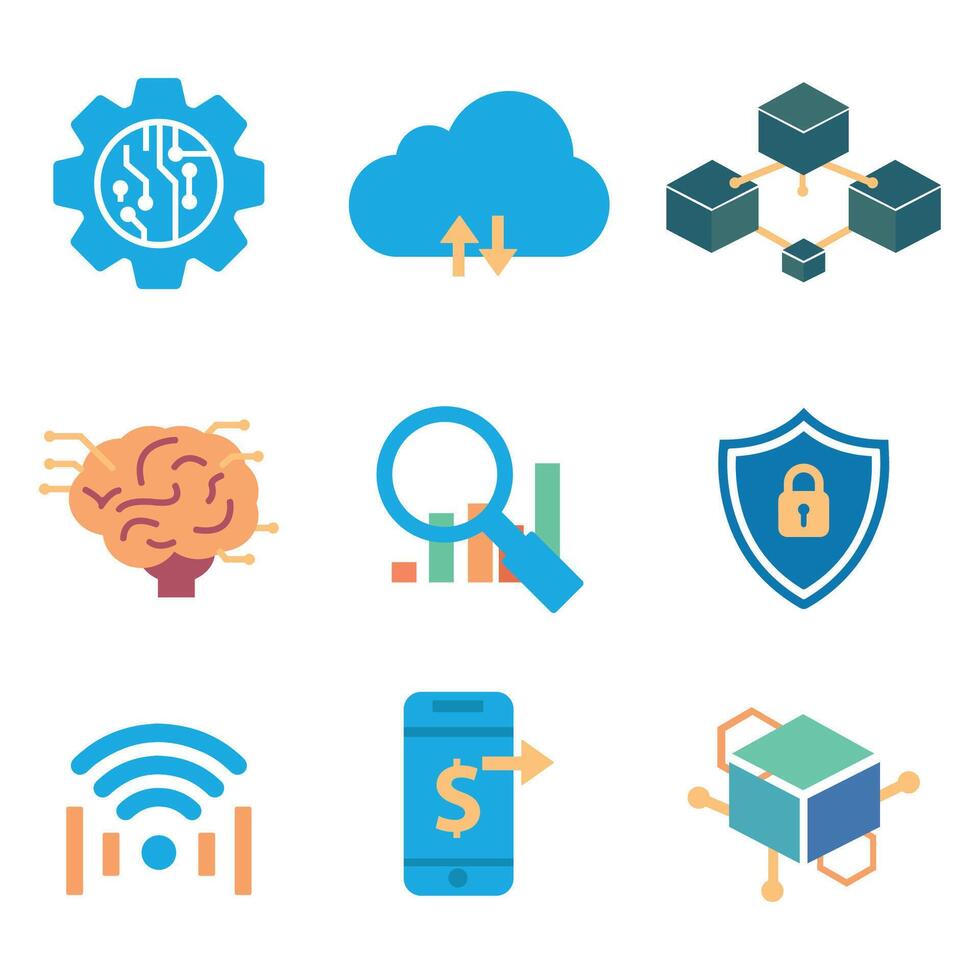 Modern Technology and Data Icons Collection for Digital Concepts vector