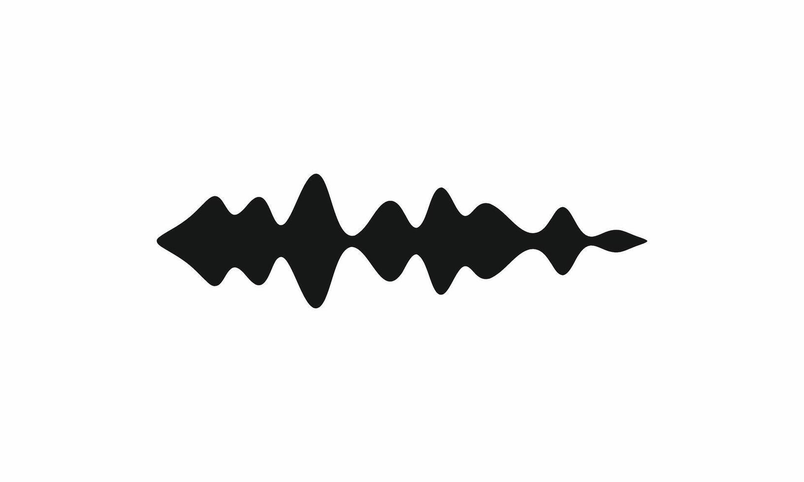 Minimalist black silhouette of an audio waveform. Simple solid graphic design element or logo for sound and media applications vector