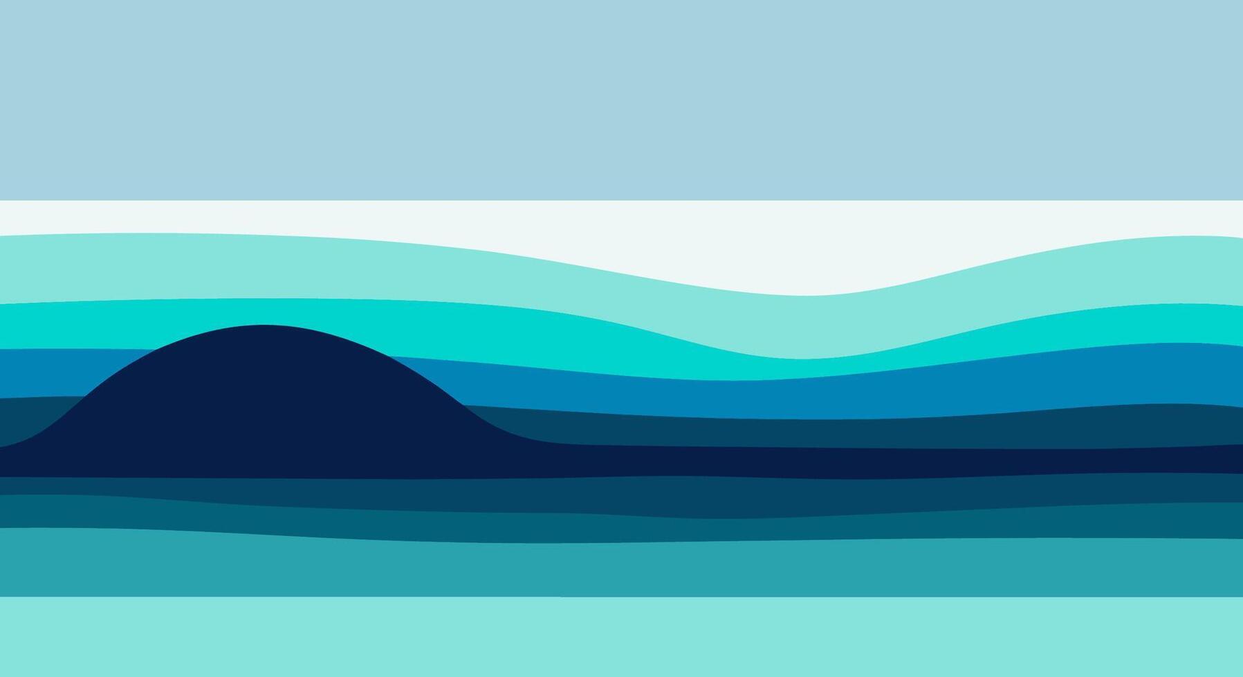 Serene abstract illustration of flowing, layered wave patterns in tranquil blue and turquoise tones, ideal for modern digital backgrounds vector