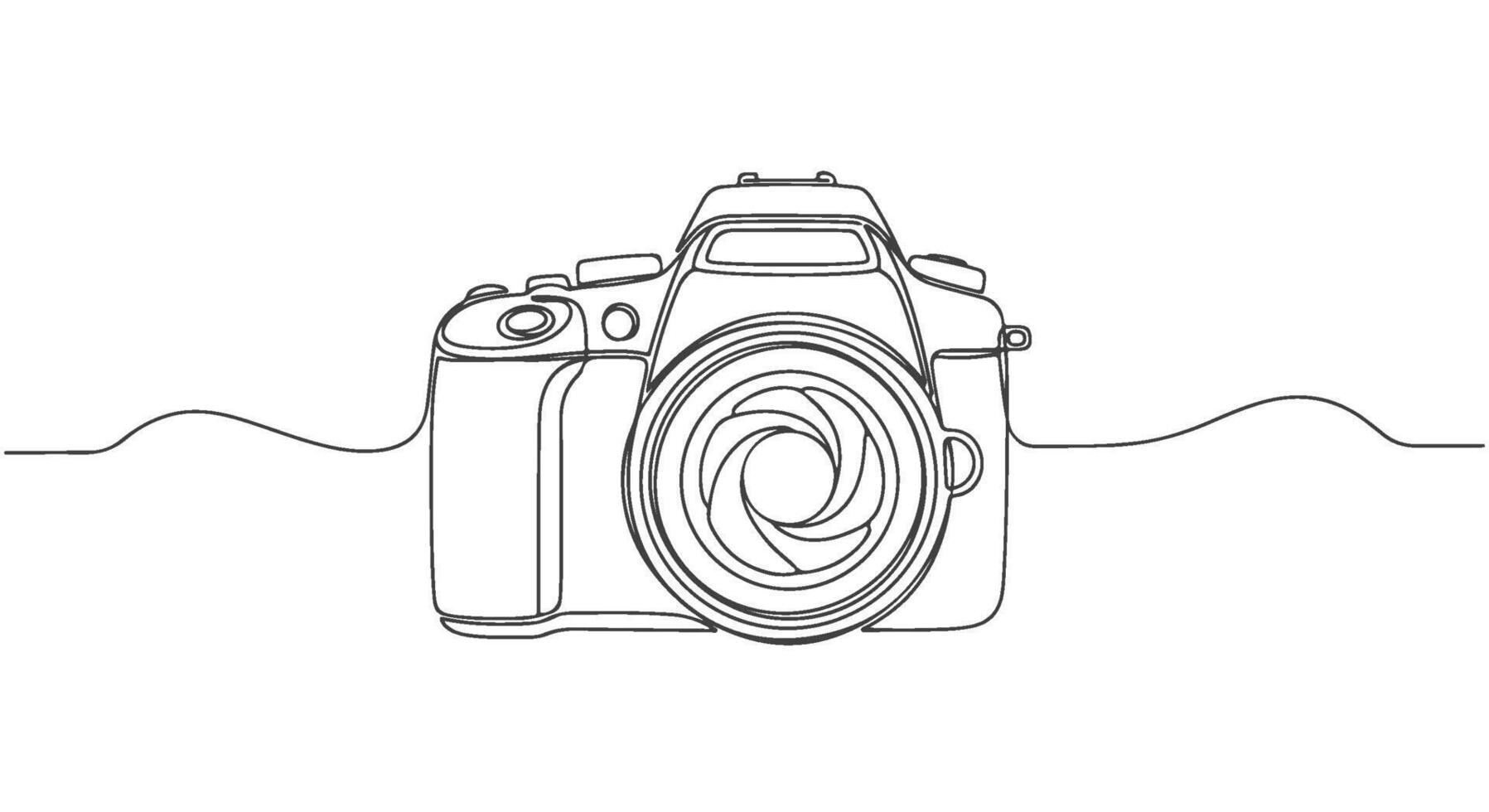 uno línea Arte un continuo dibujo de un cámara en un soltero línea estético vector