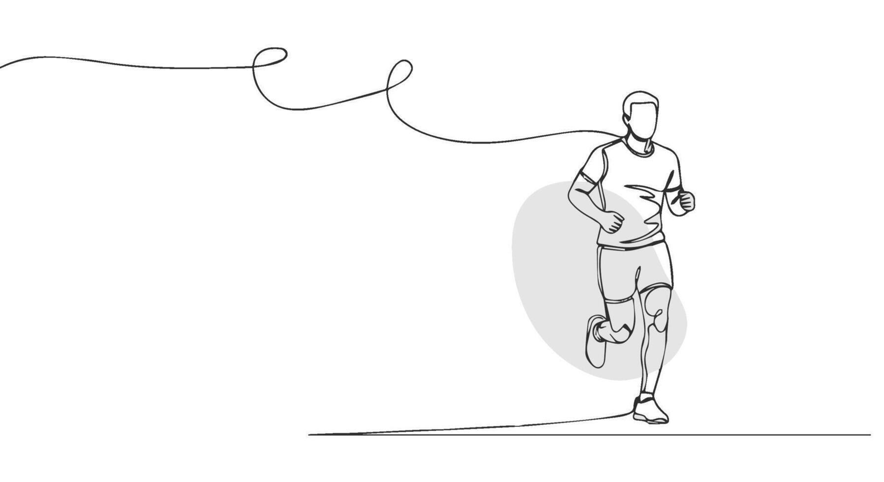 One line continuous drawing of a man running - a minimal art representation in eps format showcasing movement and sport vector