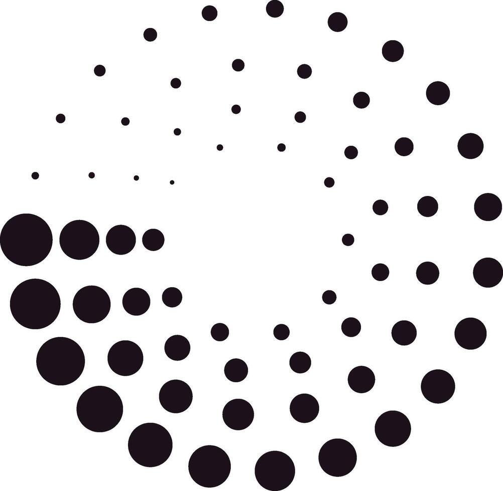 Dots creating abstract spiral pattern on white background vector