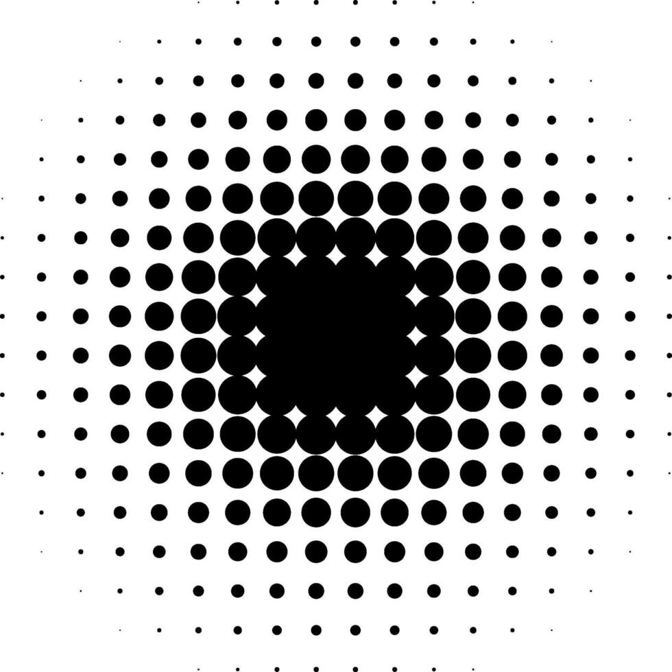 Radial halftone dots pattern expanding from center vector