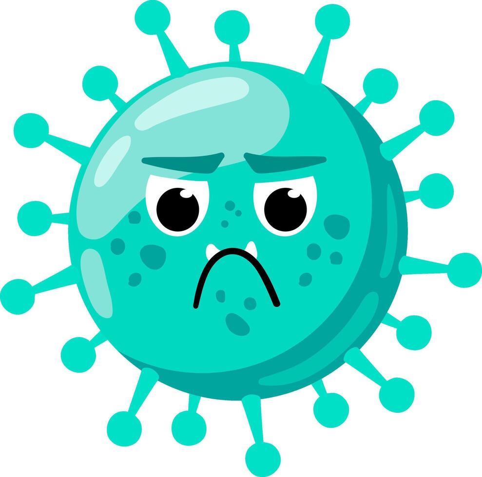 Cartoon virus particle with a sad grumpy face vector