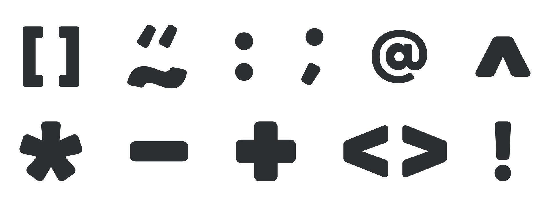 Set of Punctuation Marks Symbols for Mathematical Operations and Text Formatting with Clean Composition Isolated on White Background vector