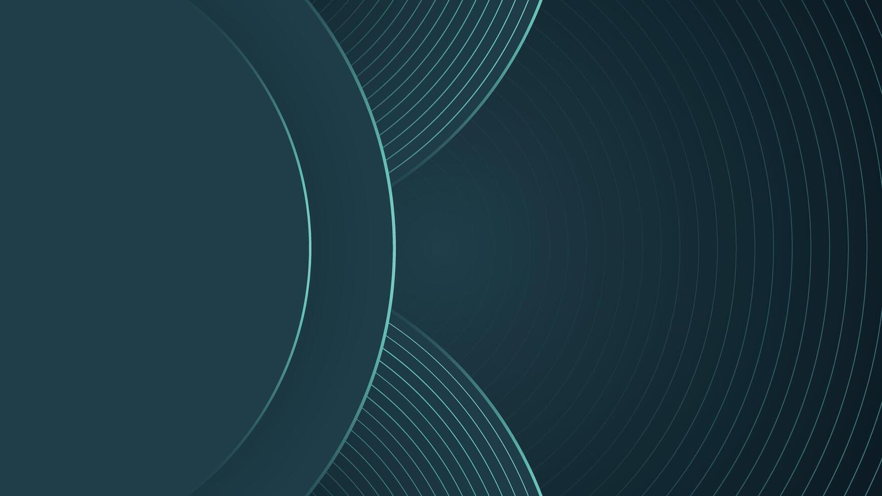 Modern abstract background with elegant teal circular lines and gradient dark tones, perfect for technology, business, or digital presentation and creative design projects. vector
