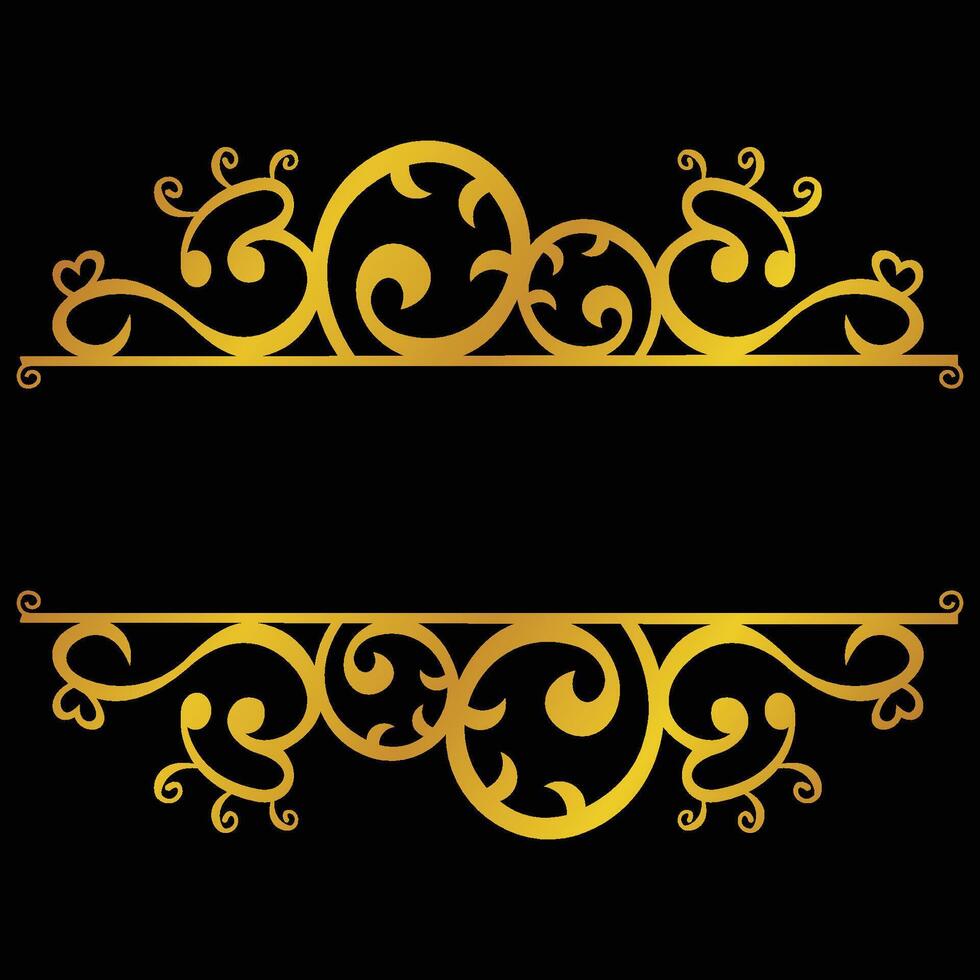 Elegant golden frame with space for text on a black background design vector