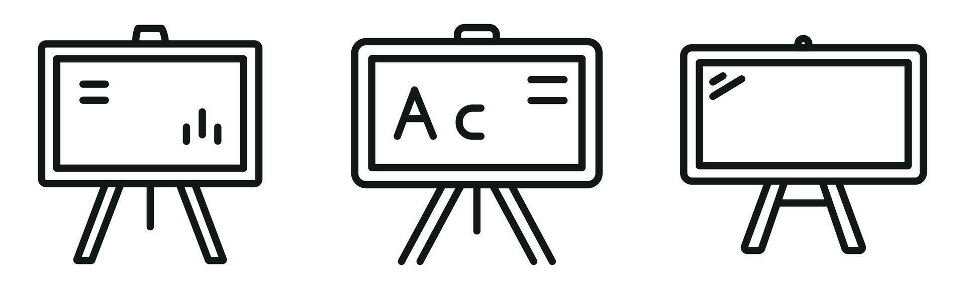 Blackboard Icon Set Outline and Minimal Education Symbols for Teaching, Learning, and Classroom Design vector