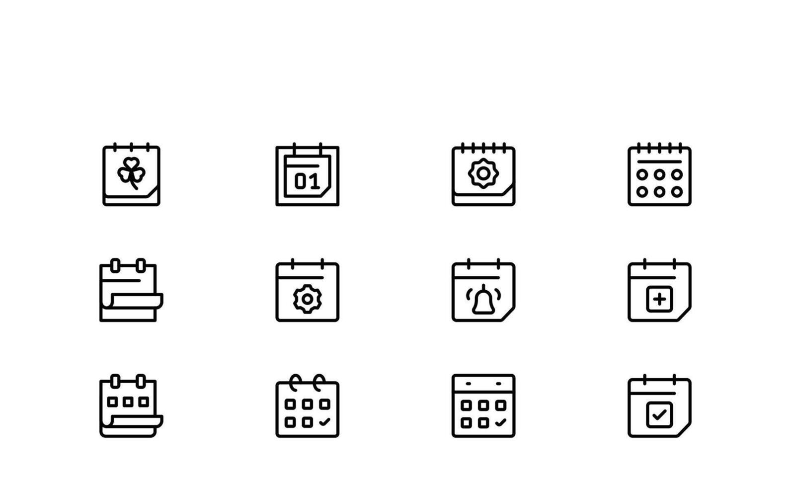 Modern Line Icon Set of Calendar and Schedule Symbols with Elegant Time Management and Organized Design Elements vector
