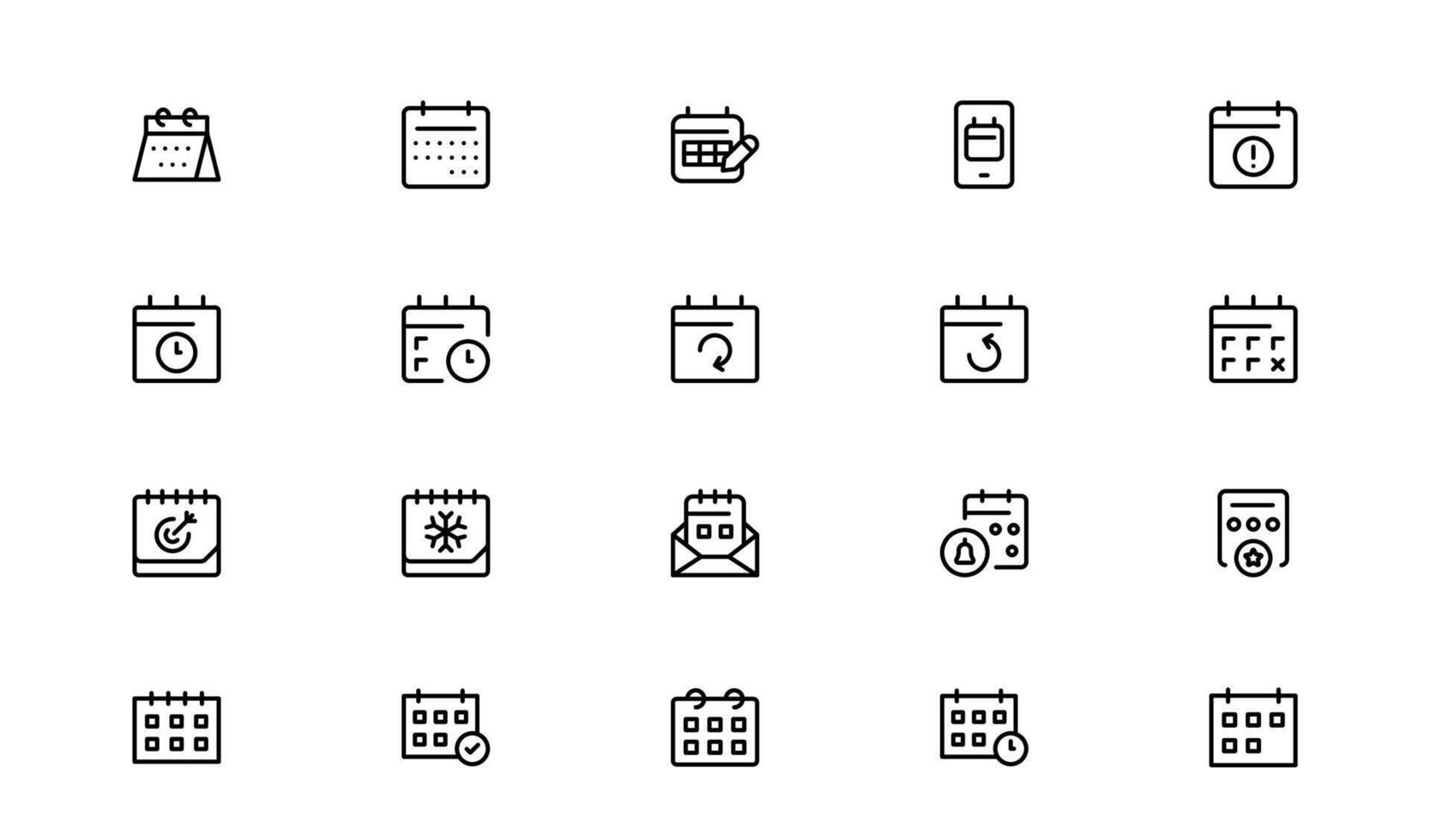 Calendar and Schedule Stylish Line Icon Bundle Showcasing Calendar and Schedule Symbols with Sleek Time Organization Elements vector