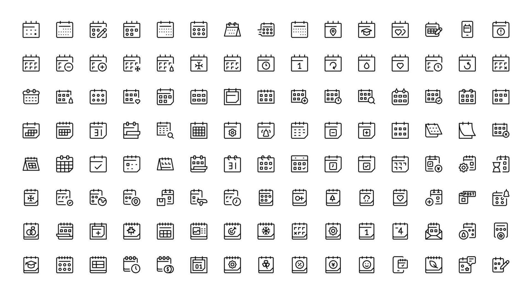 Calendar and Schedule Clean and Modern Line Icon Set of Calendar, Schedule, and Time Management Symbols for Professional Designs vector