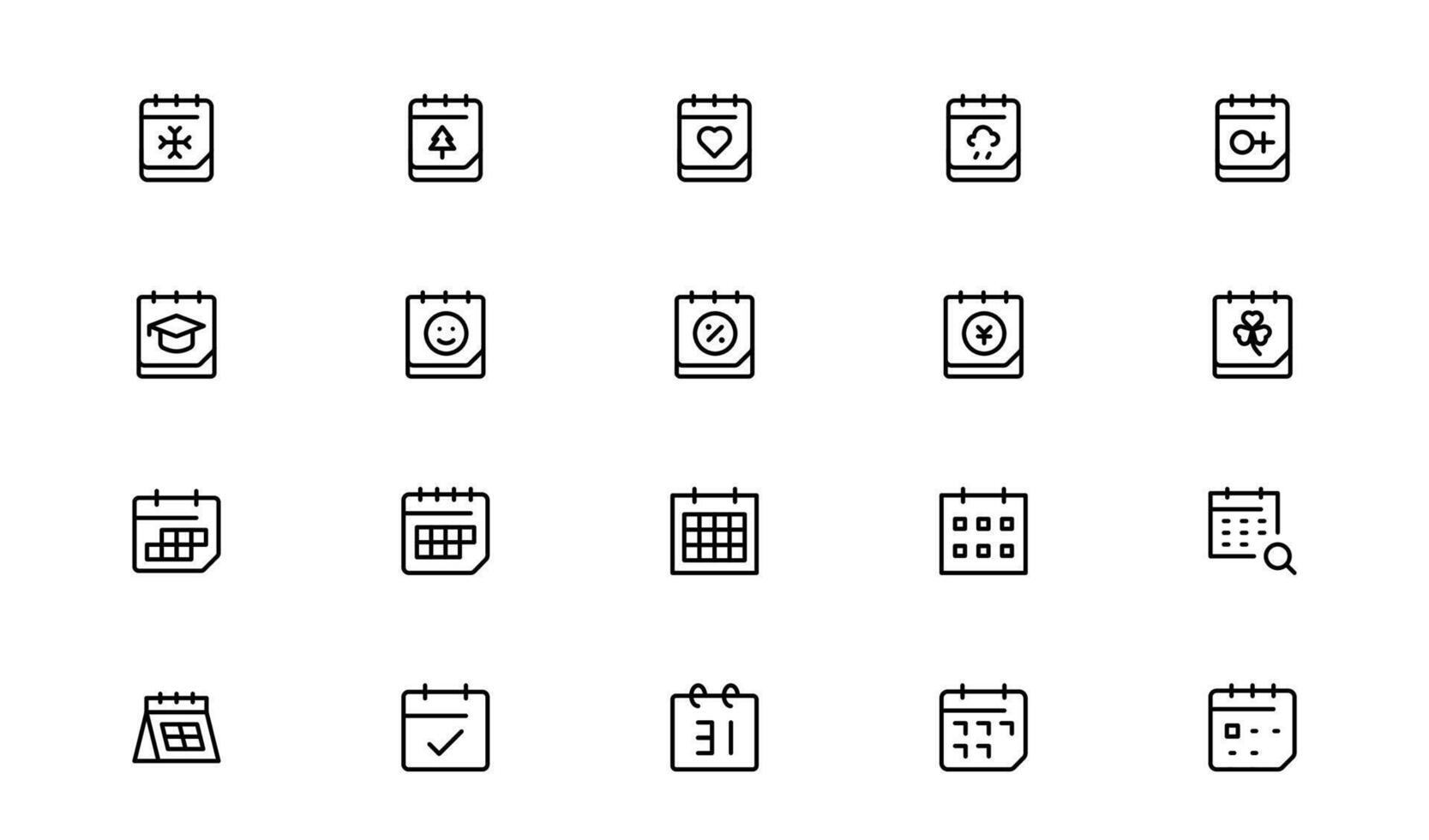 Calendar and Schedule Line Icon Set Featuring Modern Minimal Schedule Symbols and Time Management Elements for Clean and Unique Designs vector