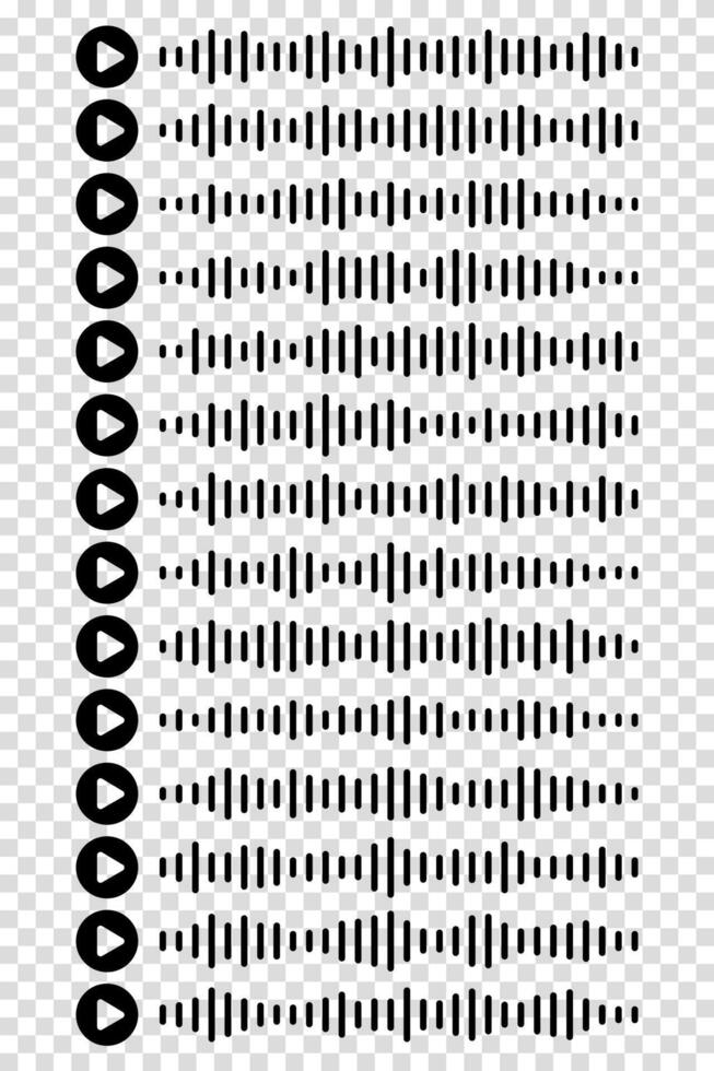 A set of voice message and song audio wave icons. This group includes symbols for podcast and sound design. vector