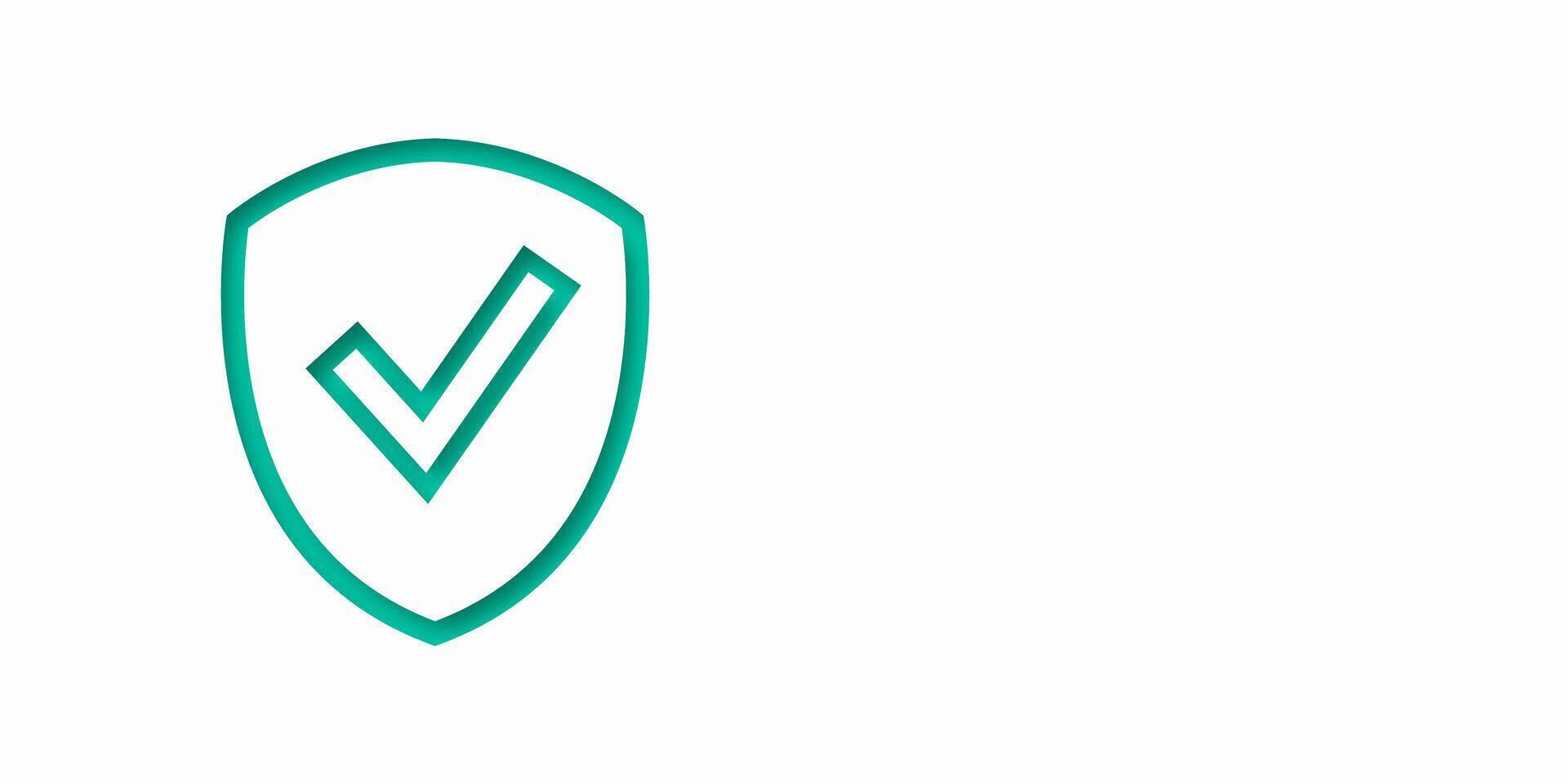 A shield with a check mark icon representing security protection and safe information. This banner features copy space to place your text. vector