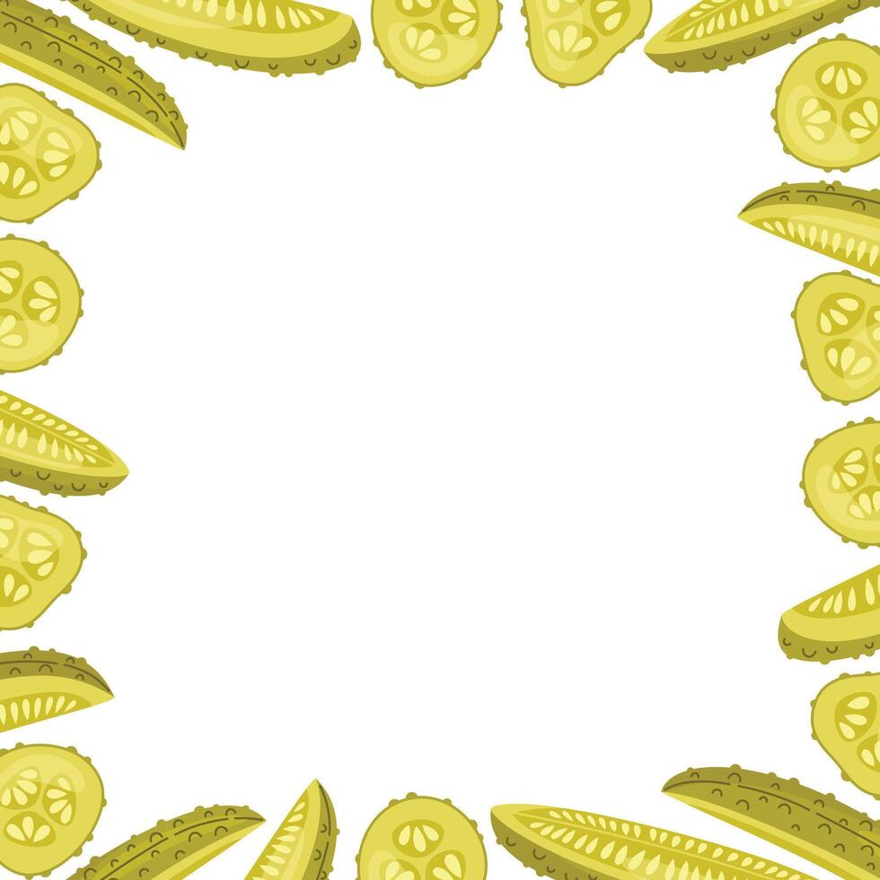 Pickled Cucumbers and Slices Square Frame vector