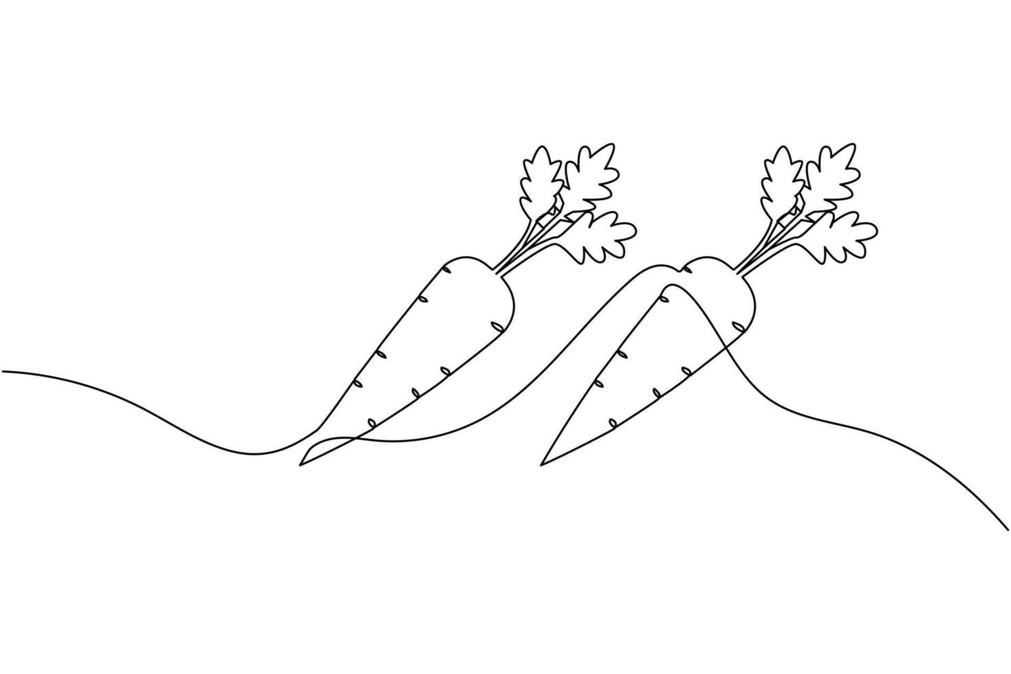Continuous line carrot illustration simple minimal carrot one single line art vector