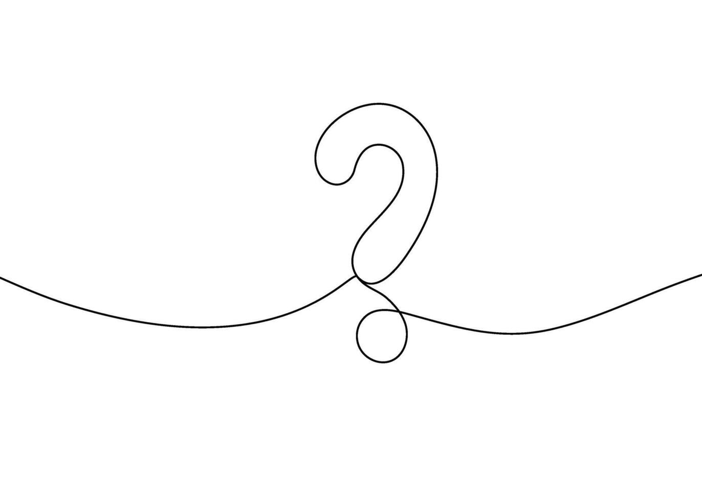 One continuous line drawing of a question mark creating a minimalist linear background. Simple outline symbol for inquiry, curiosity, help, doubt, and information. illustration. vector