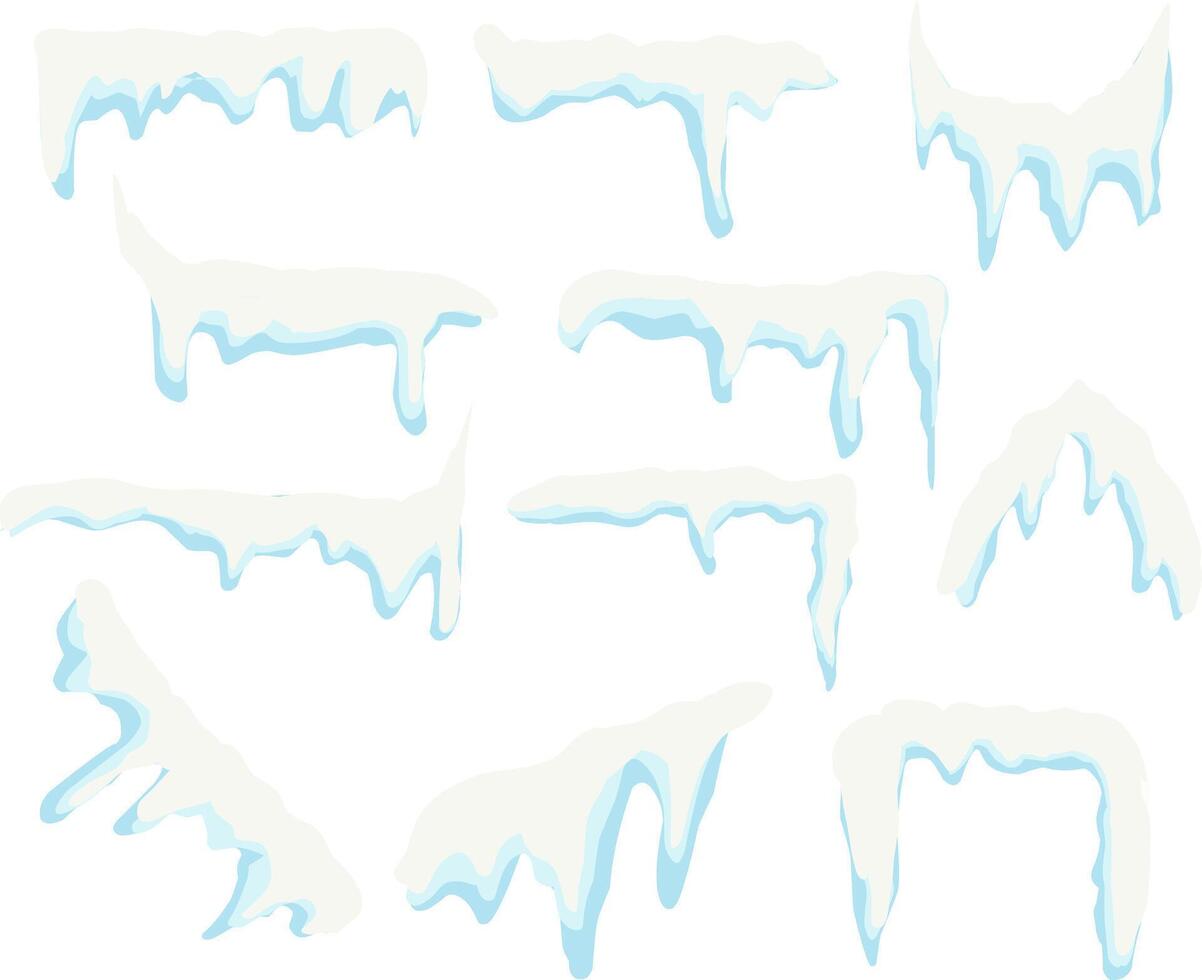 Icicles and Dripping Ice Elements, Dripping Ice and Icicles vector