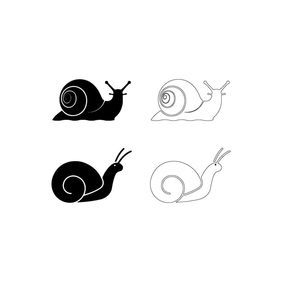 Minimalist set of snail icons in linear vector