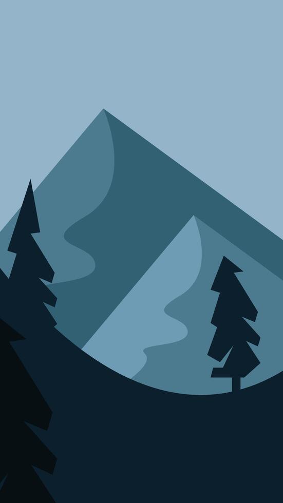 simple vertical background with mountain and forest theme vector