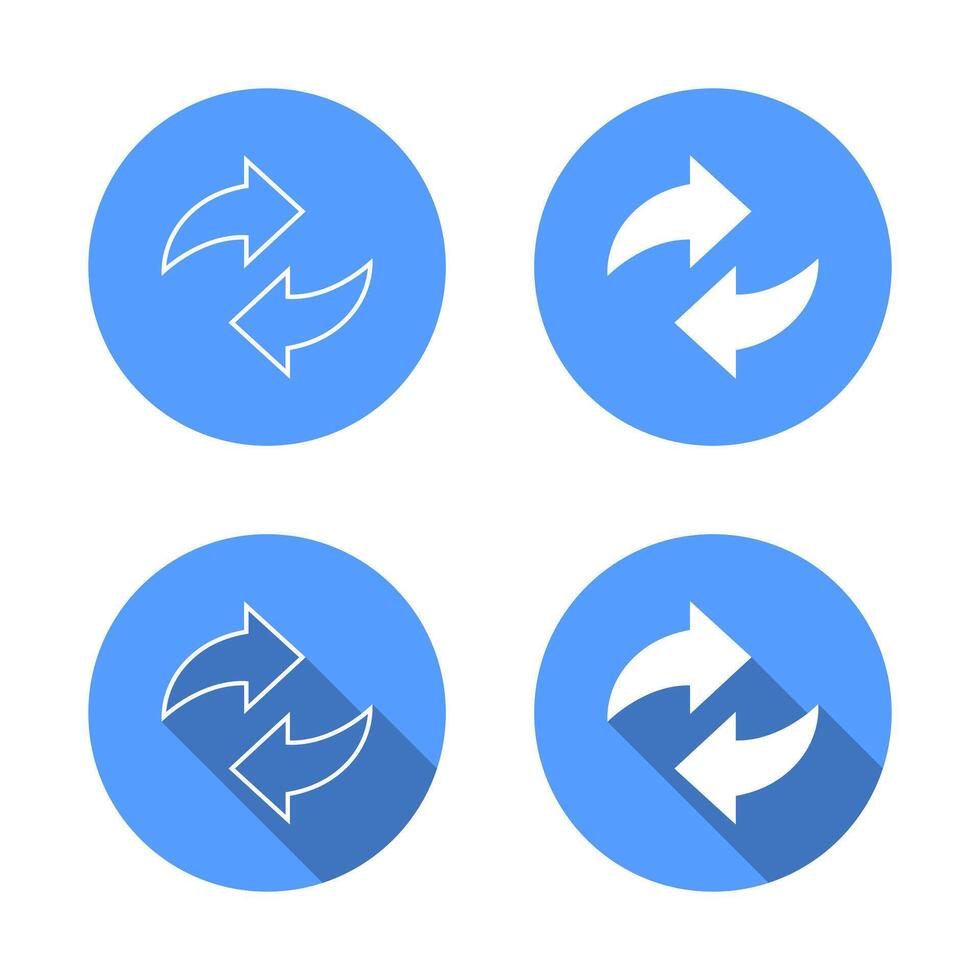 Swap and exchange arrow icon with long shadow. Sync, refresh, and repeat sign vector