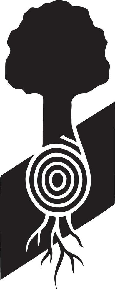 Abstract tree with roots and concentric circles vector