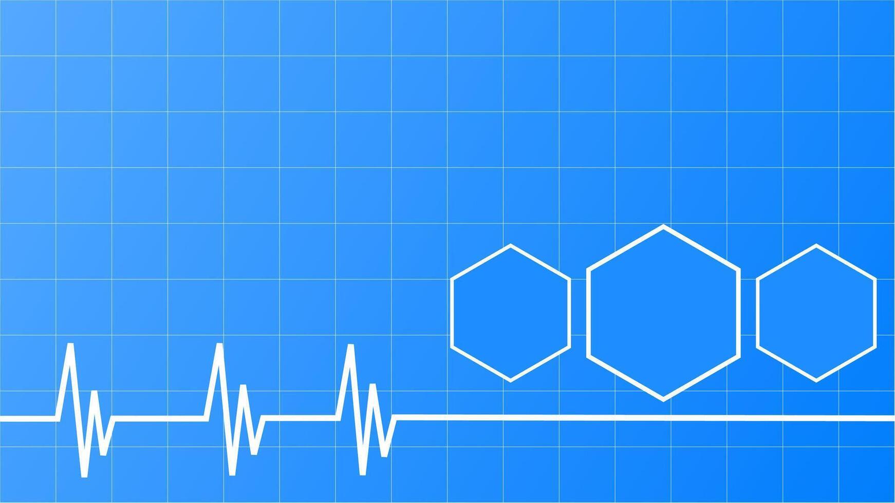 Digital Healthcare Background with ECG and Hexagon vector