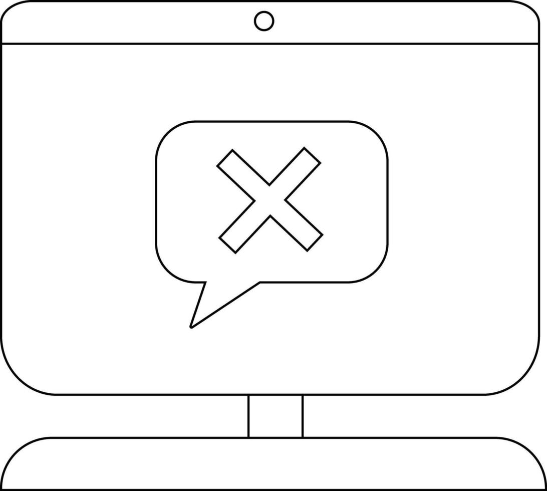Monitor showing speech bubble with X vector