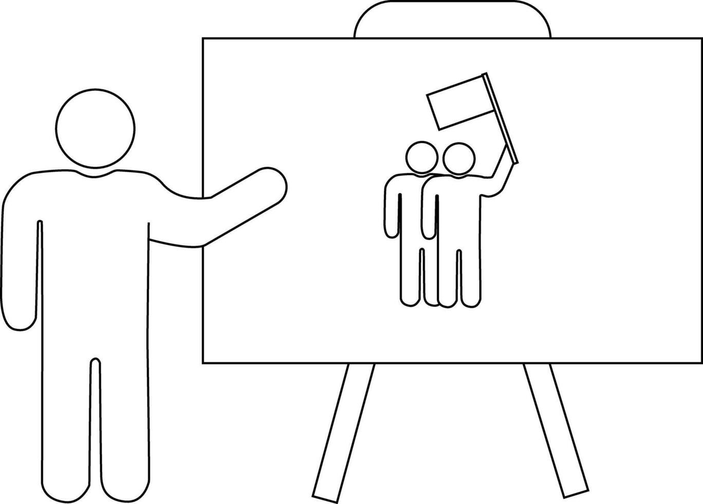 Presentation of two figures with a flag on a whiteboard vector