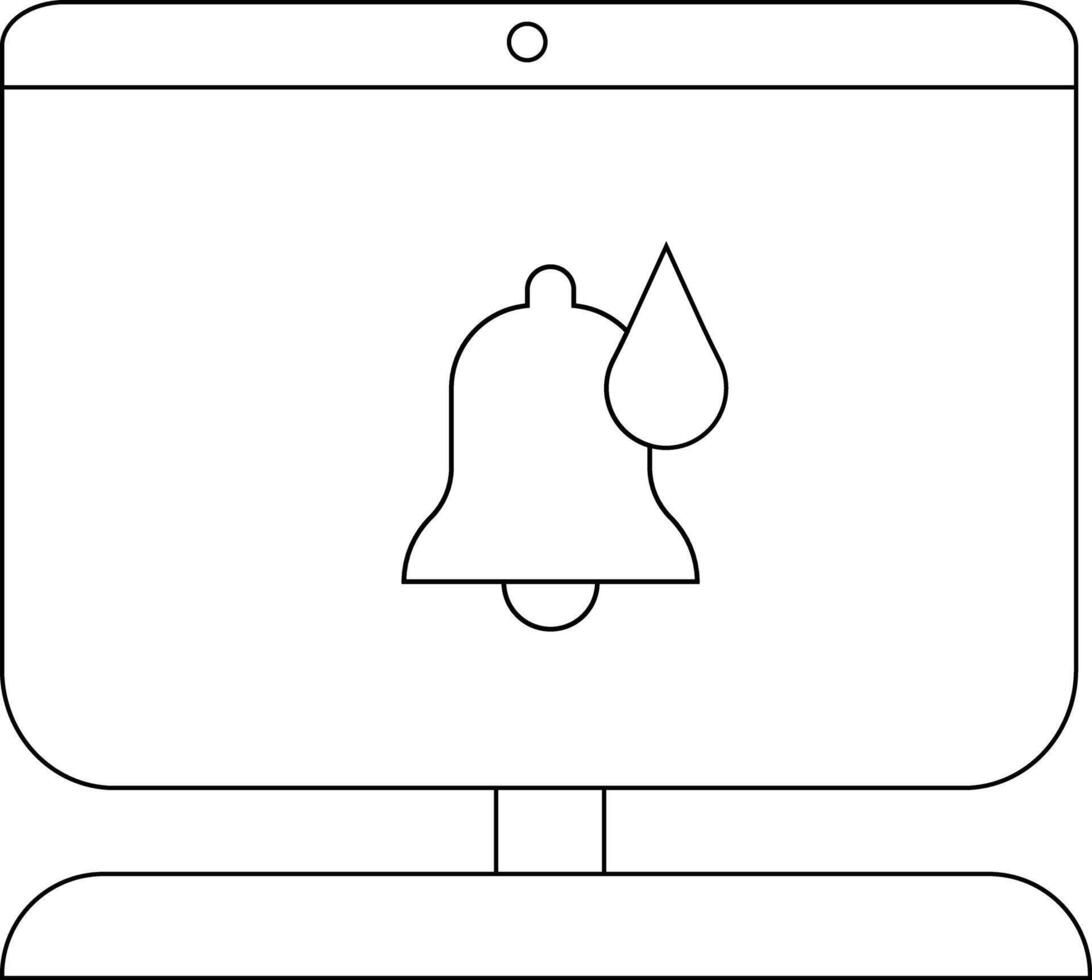 White monitor displaying notification icon bell with teardrop stand vector