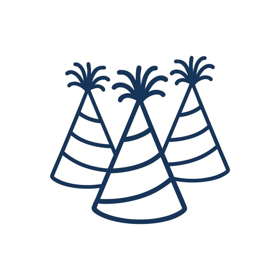 Minimal Flat Color Party Hat Bundle Simple Line Art vector