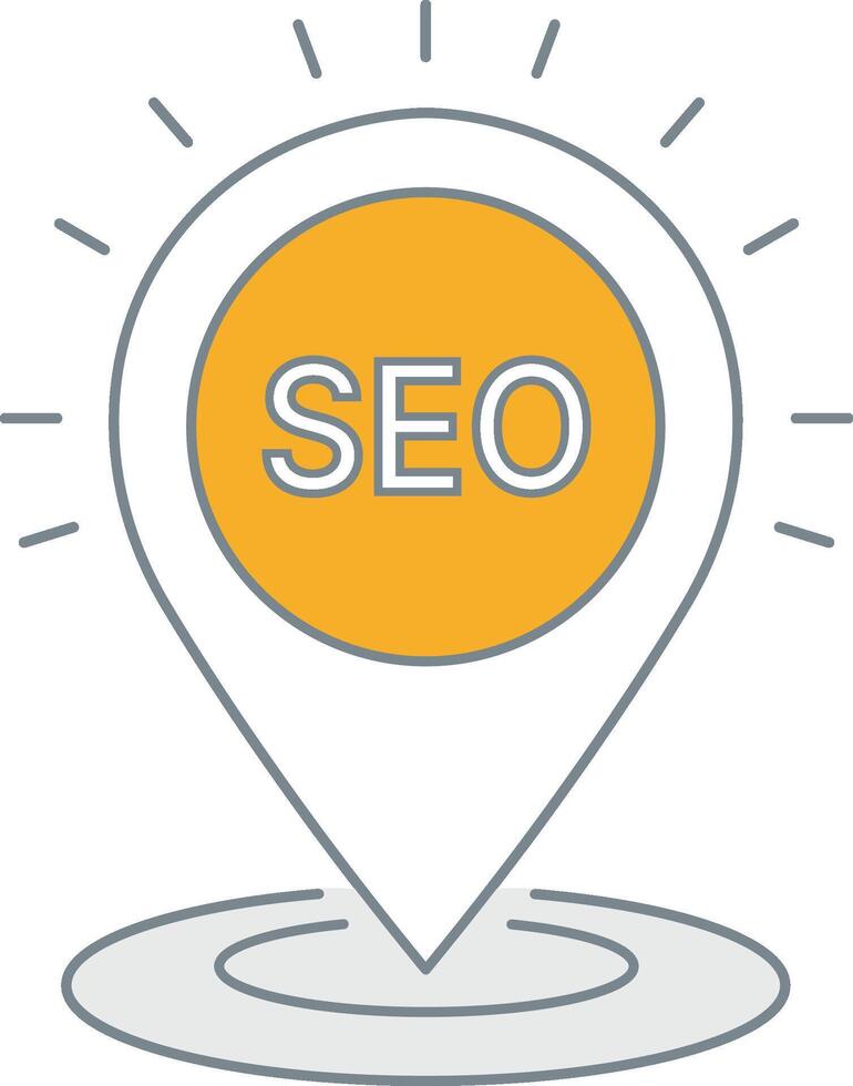 Location pin with S E O text and radiating lines search engine optimization map marker vector