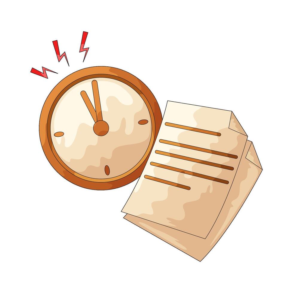 fecha límite con reloj y documentos vector