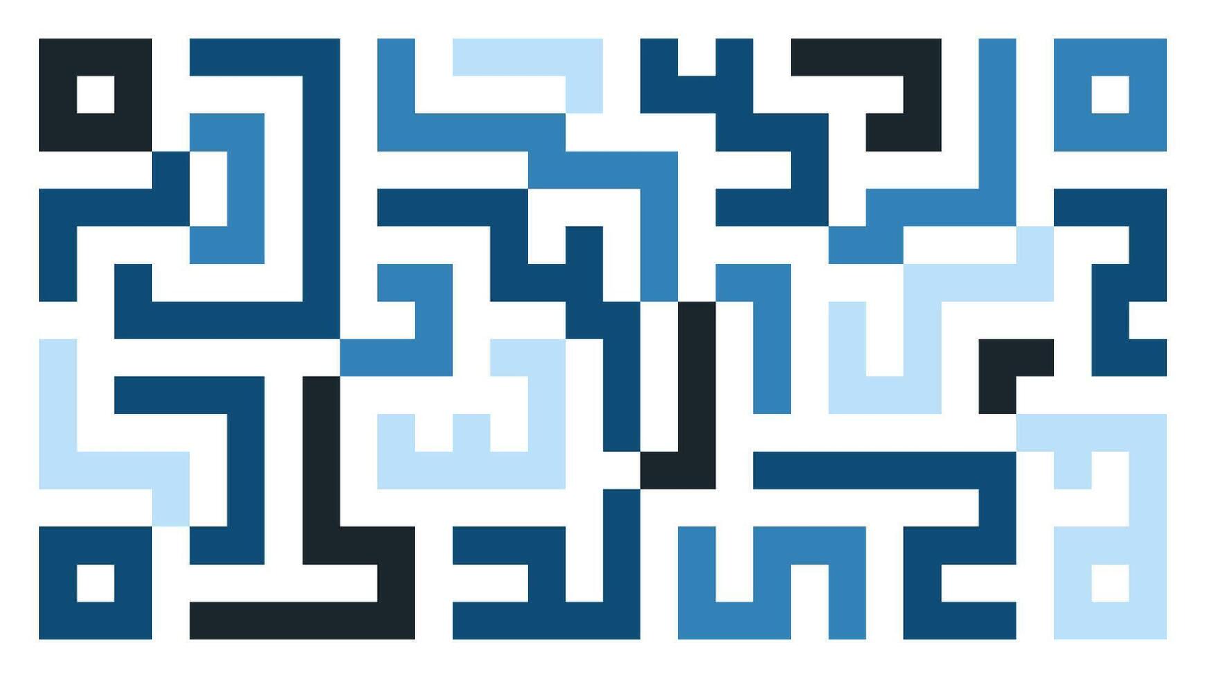 Abstract Geometric Maze Pattern Blue Monochrome Digital Pixel Maze Background for Technology, Data, and Cybersecurity vector