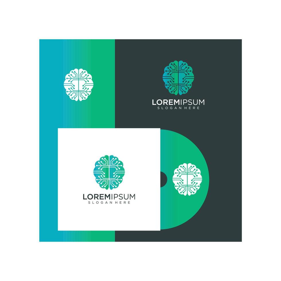 Abstract Geometric Brain Icons on Gradient Backgrounds with Placeholder Text for Digital Marketing vector