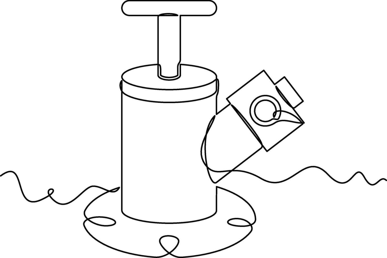 one line art Single Head Hydrant Valve illustration. line art, one continuous line, simple, hand drawn and sketch style. for icons, symbols, signs or logos vector