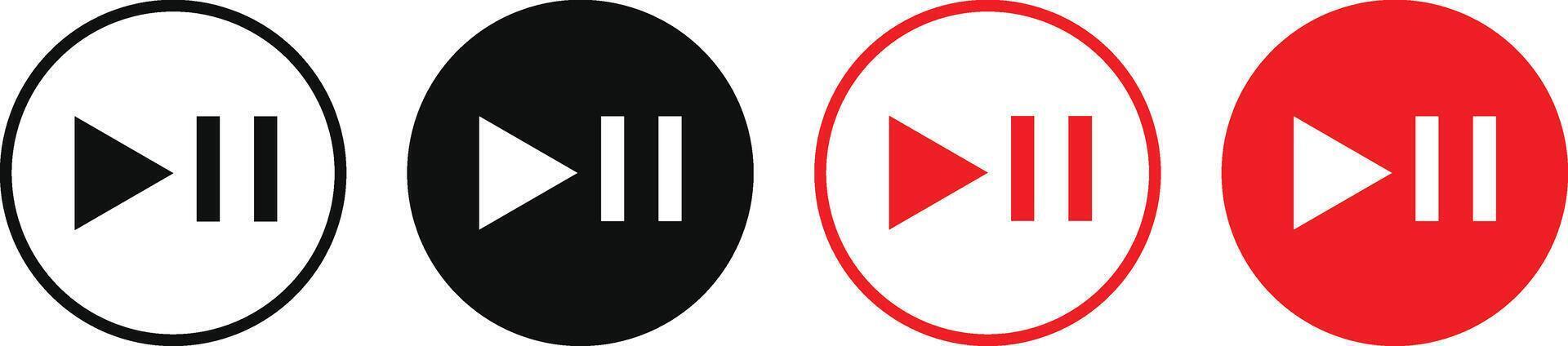 media player button icons. play and pause buttons icon. Social media elements. Digital player monochrome progress bar for music vector