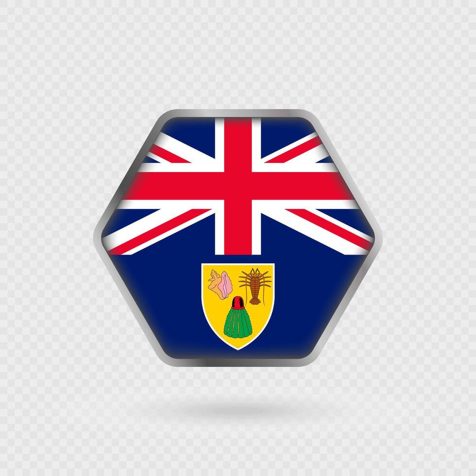 Turks and Caicos Islands flag in a hexagon frame. vector