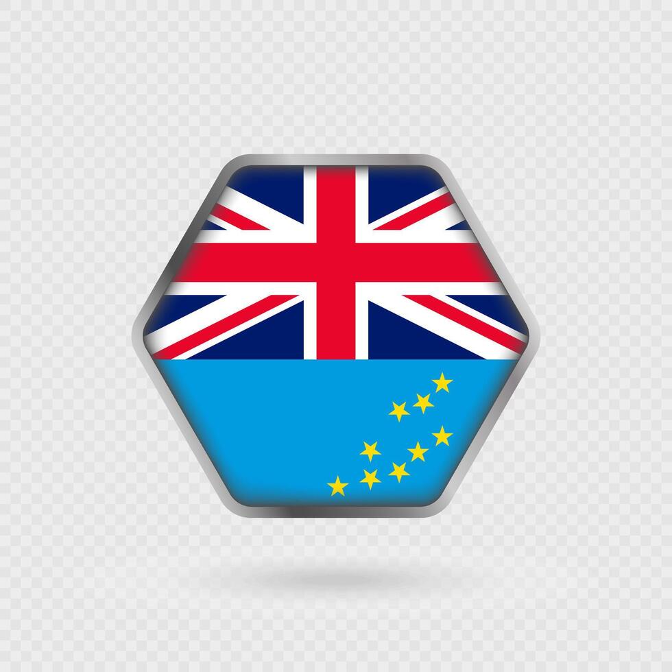 Tuvalu flag in a hexagon frame. vector