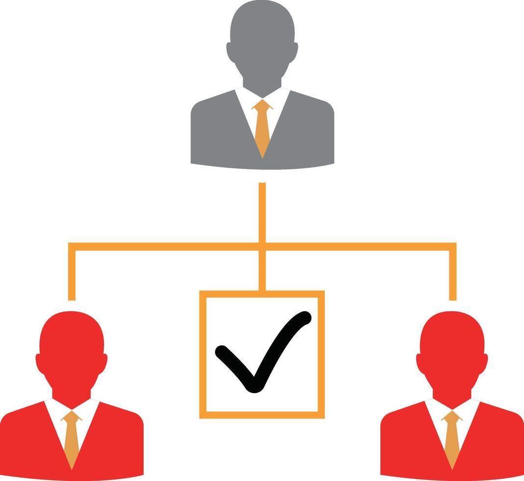 Business hierarchy chart with a manager and two subordinates vector