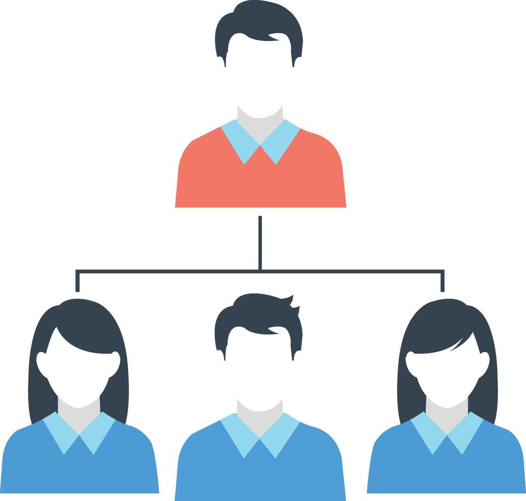 Organizational chart showing a manager and three subordinates vector