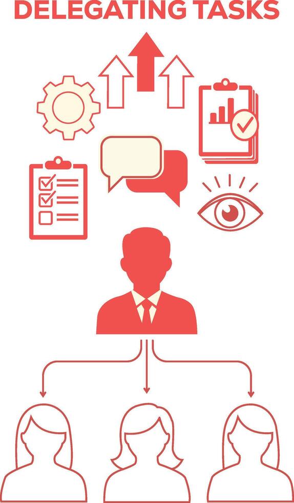 Delegating tasks concept with manager assigning work to team members vector