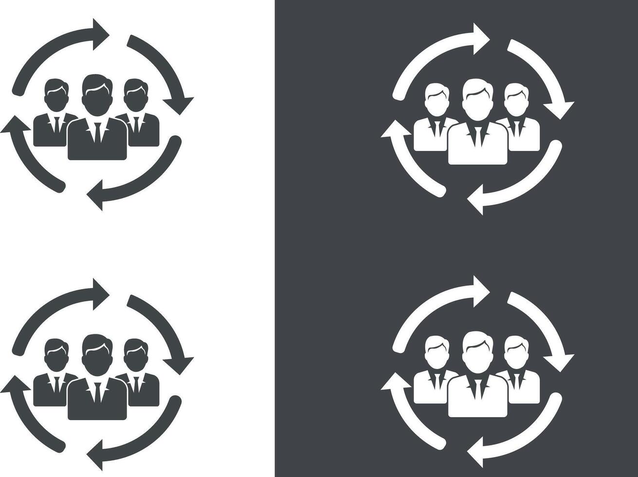 Teamwork and collaboration icon with circular arrows indicating process and workflow vector