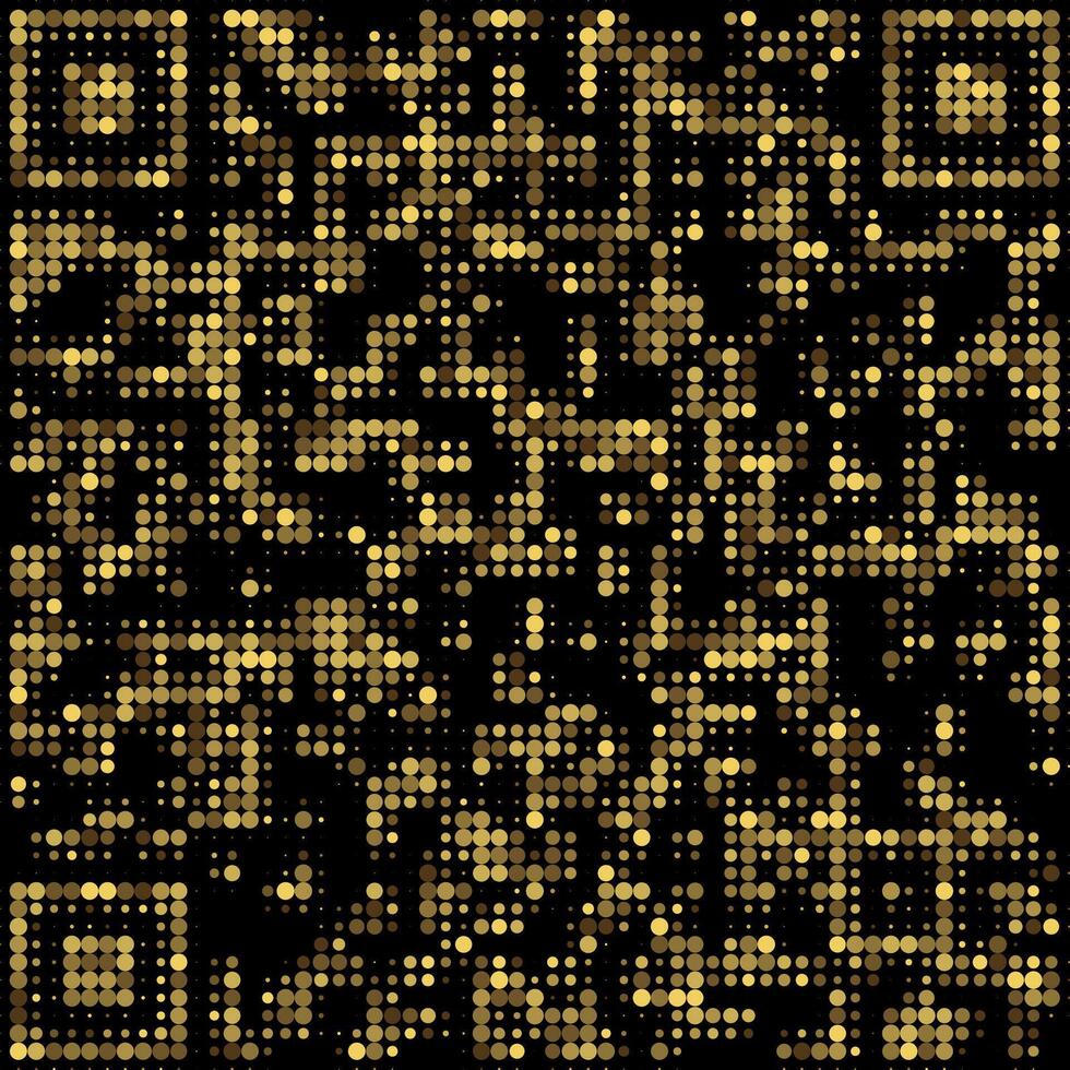 Golden halftone QR code with glowing circular dot pattern vector