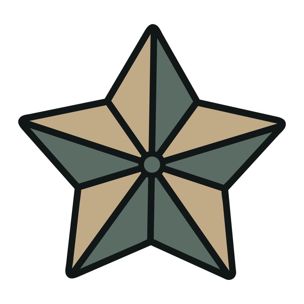 Geometric star with green and beige triangular pattern design vector