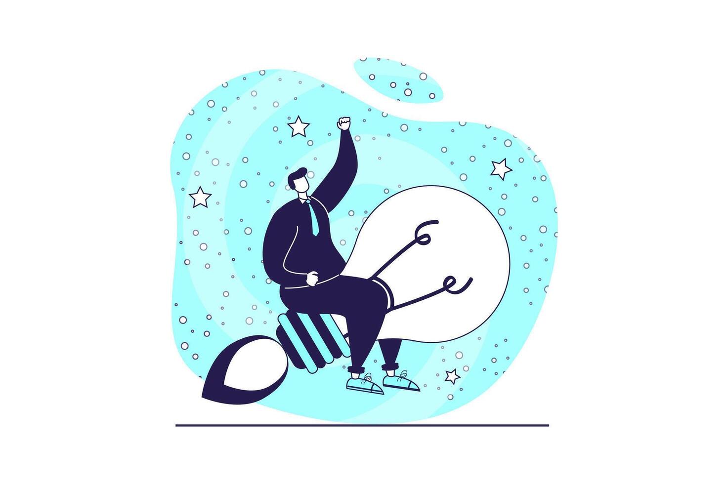 Mental mindset types web concept with flat people for website design. Man with creative growth mind finding ideas and visions, getting inspiration and initiative for improvement. illustration. vector